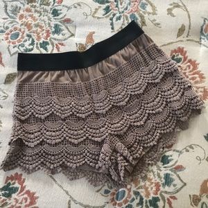 Brown lace shorts